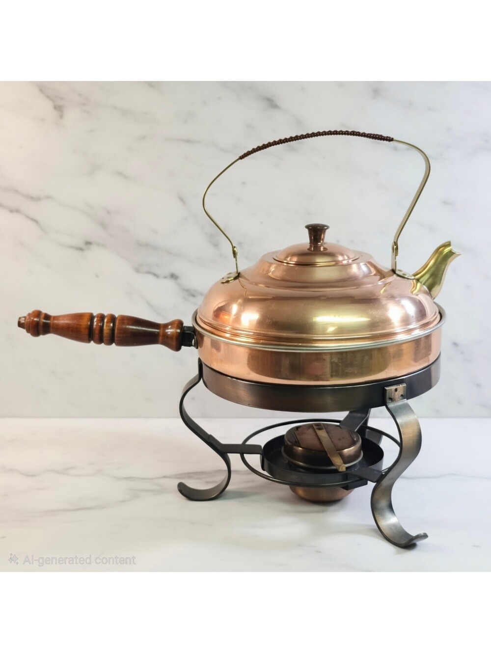 Vintage Metawa Holland Copper Kettle Chafing Dish Fondue Set MCM